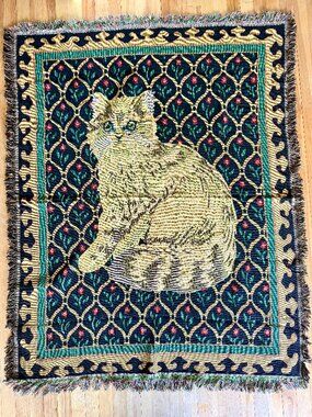 Woven Cat Throw Tapestry Blanket | Cottagecore Decor | Cozy Vintage Style
